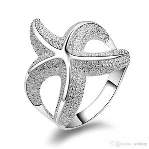 Sea star 925 plated silver ring